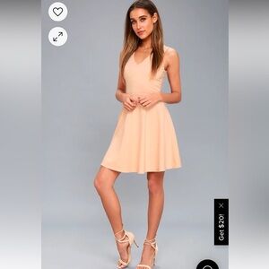 Lulu’s Bon appetite skater dress in peach blush small NWT
